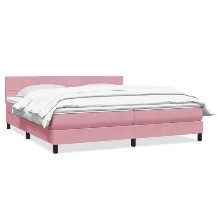 Pat box spring cu saltea, roz, 200x220 cm, catifea WALTI