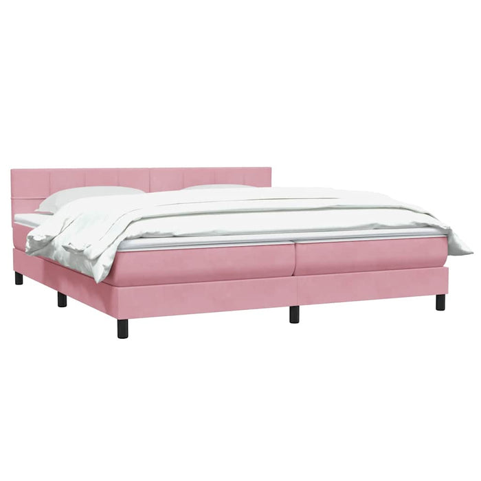 Pat box spring cu saltea, roz, 200x220 cm, catifea WALTI