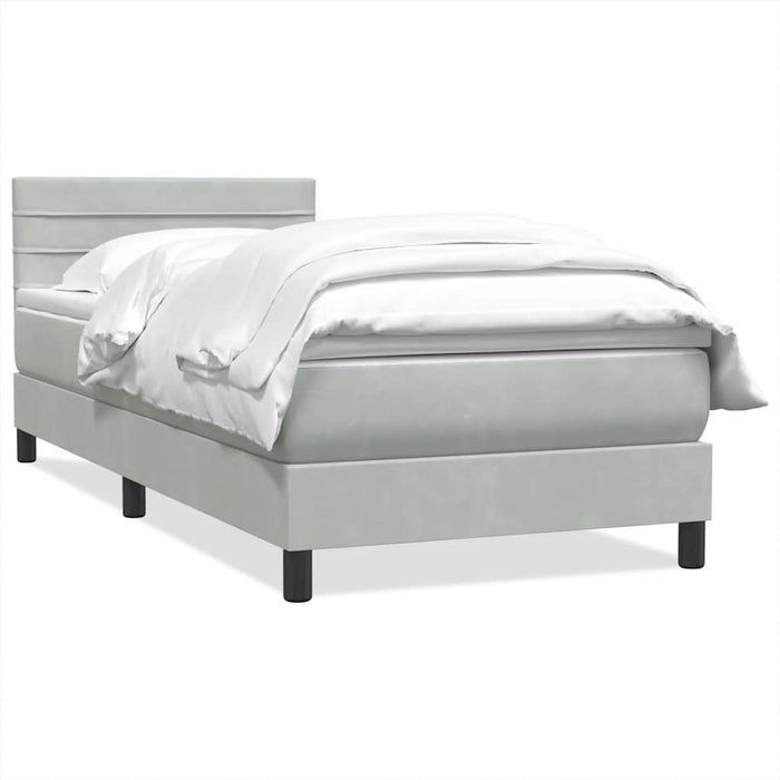 Pat box spring cu saltea, gri deschis, 80x210 cm, catifea - WALTI WALTI