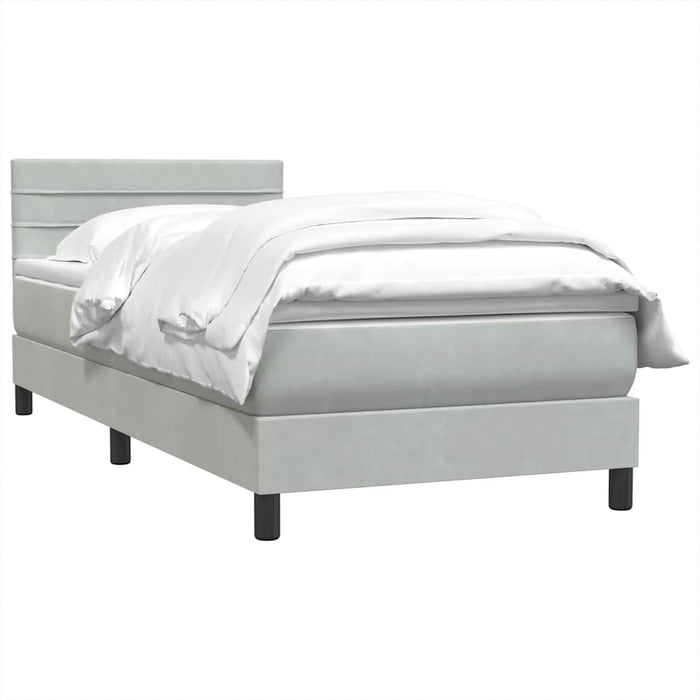 Pat box spring cu saltea, gri deschis, 80x210 cm, catifea - WALTI WALTI