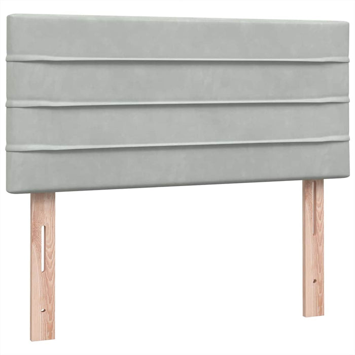 Pat box spring cu saltea, gri deschis, 80x210 cm, catifea - WALTI WALTI