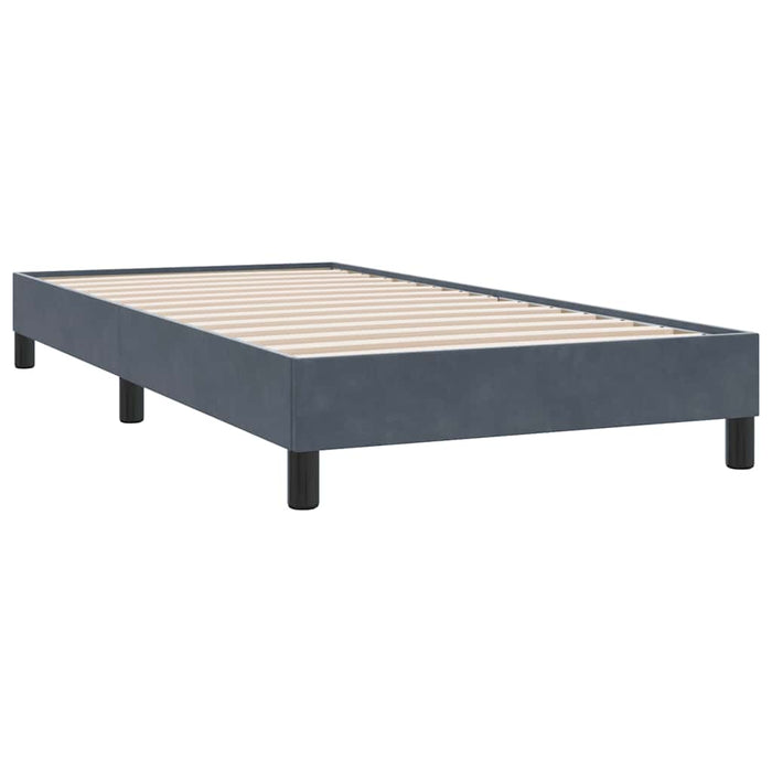 Pat box spring cu saltea, gri închis, 80x210 cm, catifea WALTI