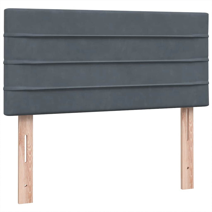Pat box spring cu saltea, gri închis, 80x210 cm, catifea WALTI