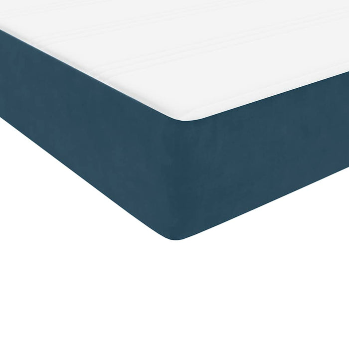 Pat box spring cu saltea, albastru închis, 80x210 cm, catifea WALTI
