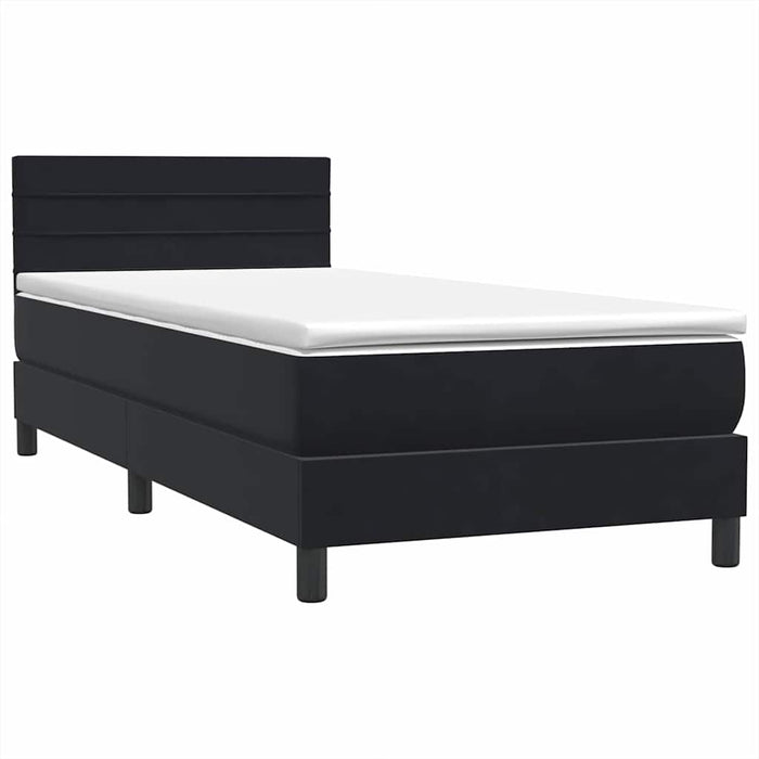 Pat box spring cu saltea, negru, 90x210 cm, catifea - WALTI WALTI