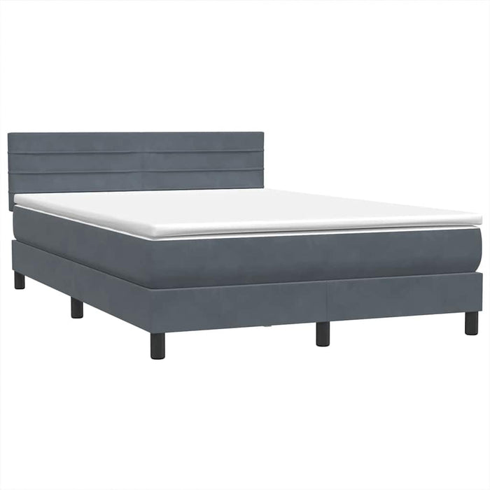Pat box spring cu saltea, gri închis, 160x210 cm, catifea WALTI