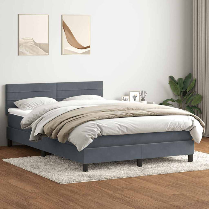 Pat box spring cu saltea, gri închis, 160x210 cm, catifea WALTI