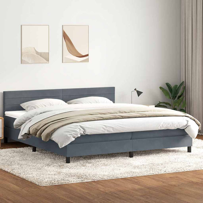 Pat box spring cu saltea, gri închis, 180x210 cm, catifea - WALTI WALTI