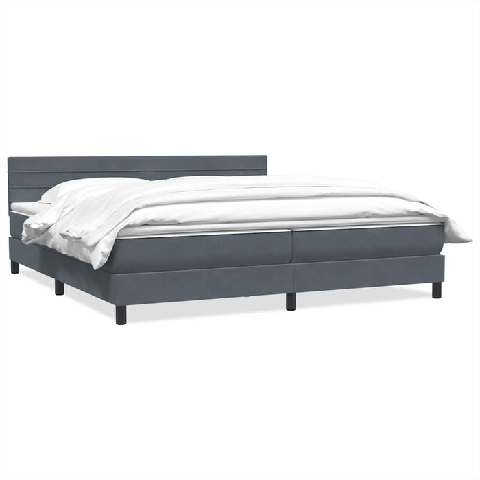 Pat box spring cu saltea, gri închis, 200x210 cm, catifea WALTI