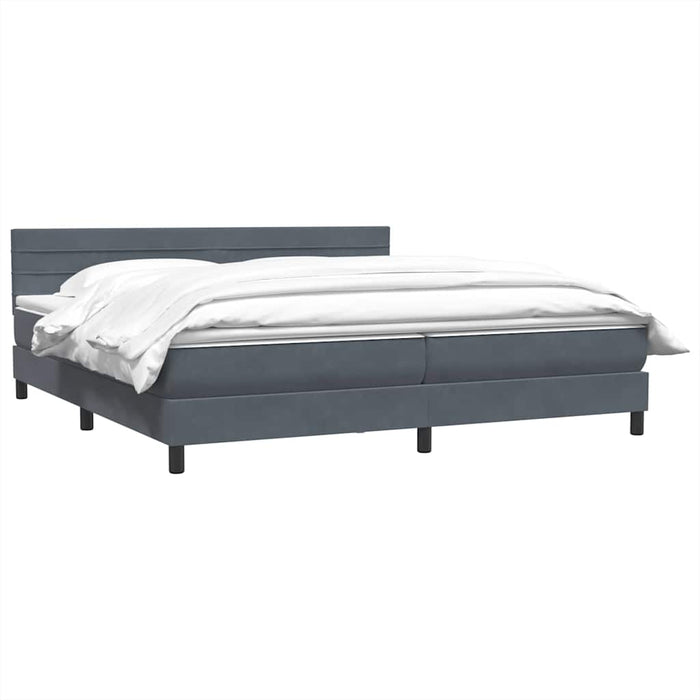 Pat box spring cu saltea, gri închis, 200x210 cm, catifea WALTI