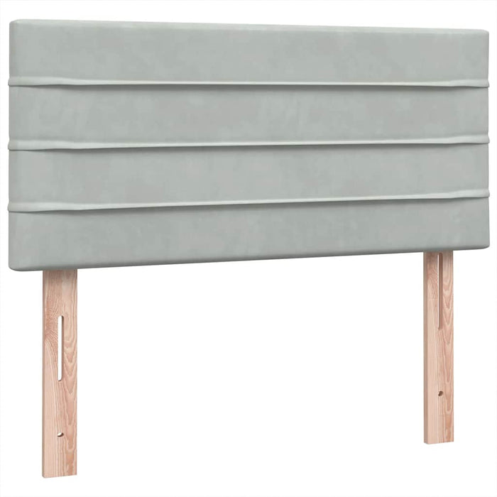 Pat box spring cu saltea, gri deschis, 80x220 cm, catifea WALTI