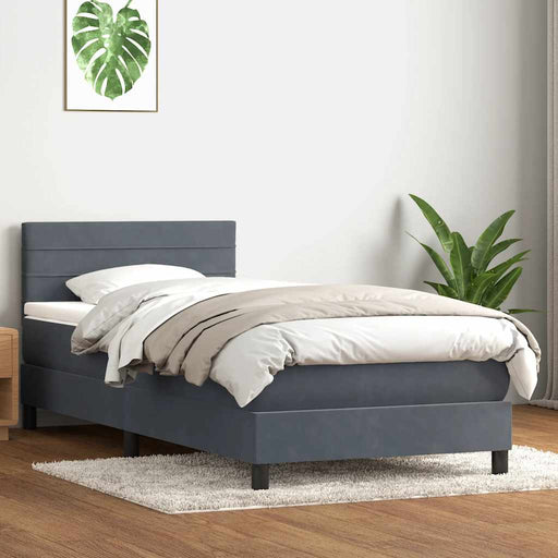 Pat box spring cu saltea, gri închis, 80x220 cm, catifea - WALTI WALTI