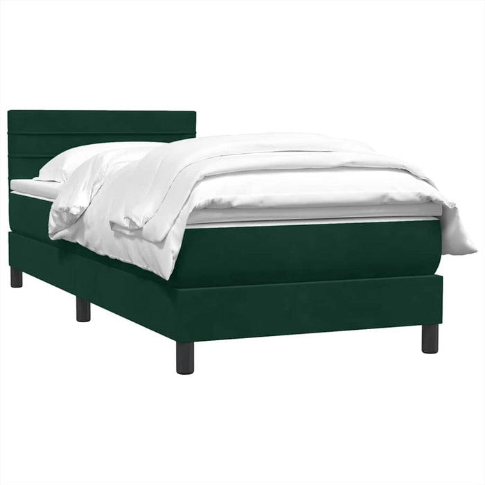 Pat box spring cu saltea, verde închis, 80x220 cm, catifea - WALTI WALTI