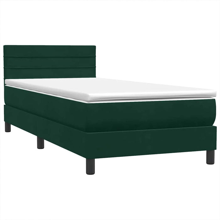 Pat box spring cu saltea, verde închis, 80x220 cm, catifea - WALTI WALTI