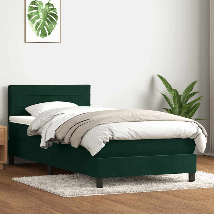 Pat box spring cu saltea, verde închis, 80x220 cm, catifea - WALTI WALTI