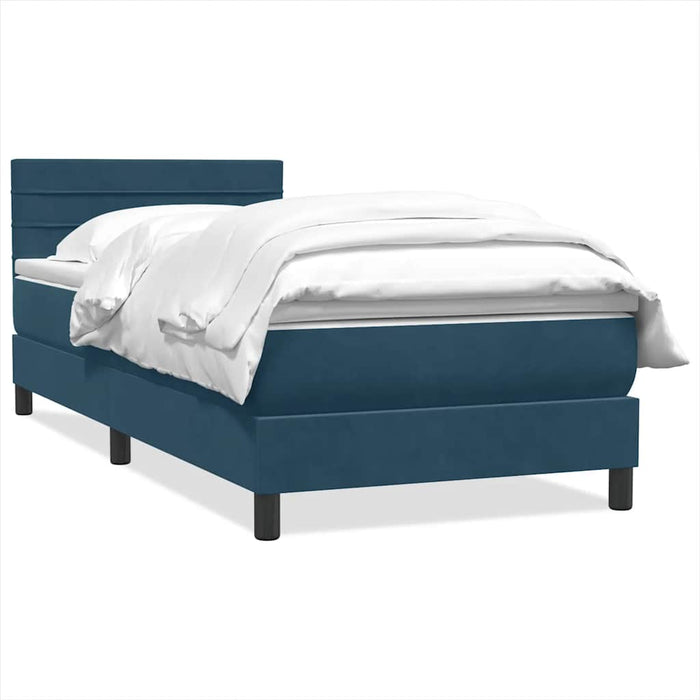 Pat box spring cu saltea, albastru închis, 80x220 cm, catifea - WALTI WALTI
