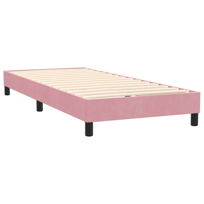 Pat box spring cu saltea, roz, 100x220 cm, catifea WALTI
