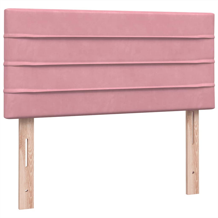 Pat box spring cu saltea, roz, 100x220 cm, catifea WALTI