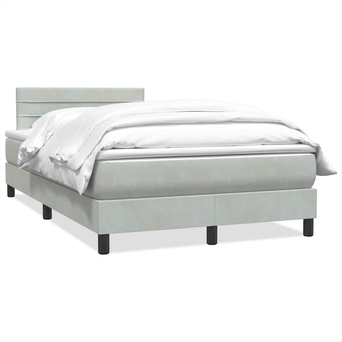 Pat continental cu saltea, gri deschis, 120x220 cm, catifea WALTI