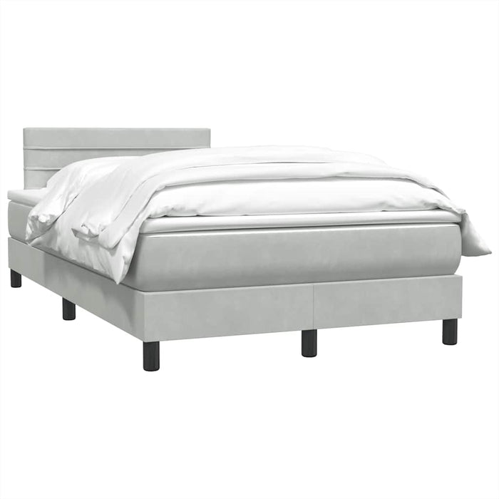 Pat continental cu saltea, gri deschis, 120x220 cm, catifea WALTI