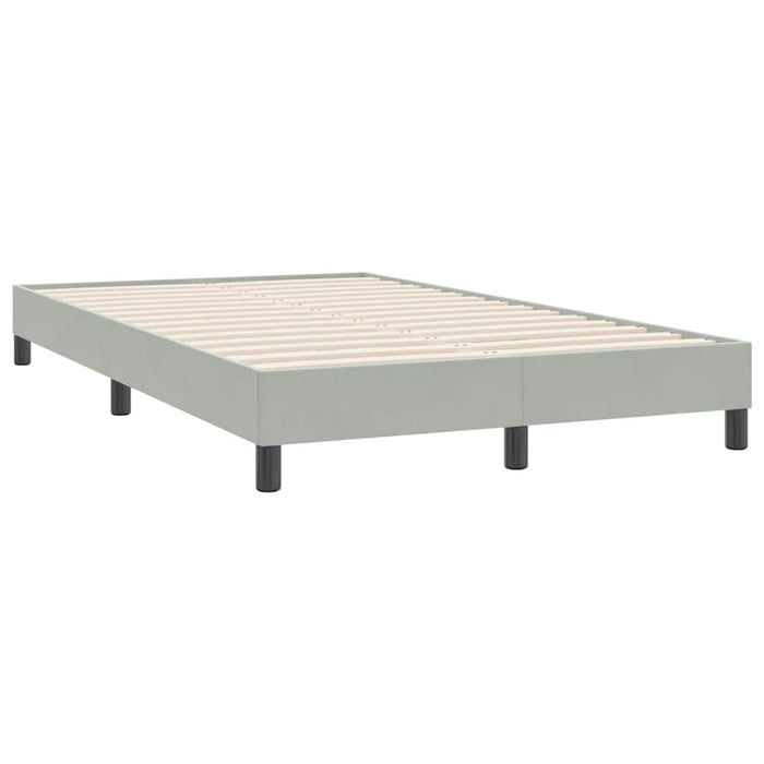 Pat continental cu saltea, gri deschis, 120x220 cm, catifea WALTI