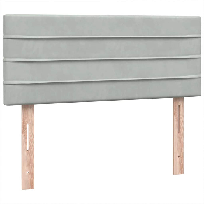 Pat continental cu saltea, gri deschis, 120x220 cm, catifea WALTI