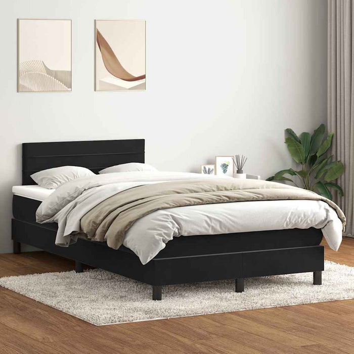 Pat box spring cu saltea, negru, 120x220 cm, catifea WALTI