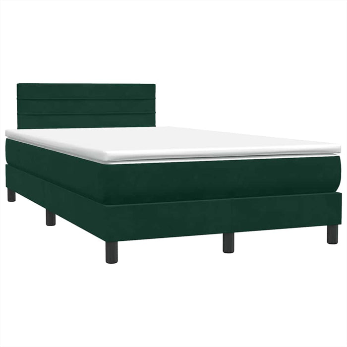 Pat box spring cu saltea, verde închis, 120x220 cm, catifea WALTI