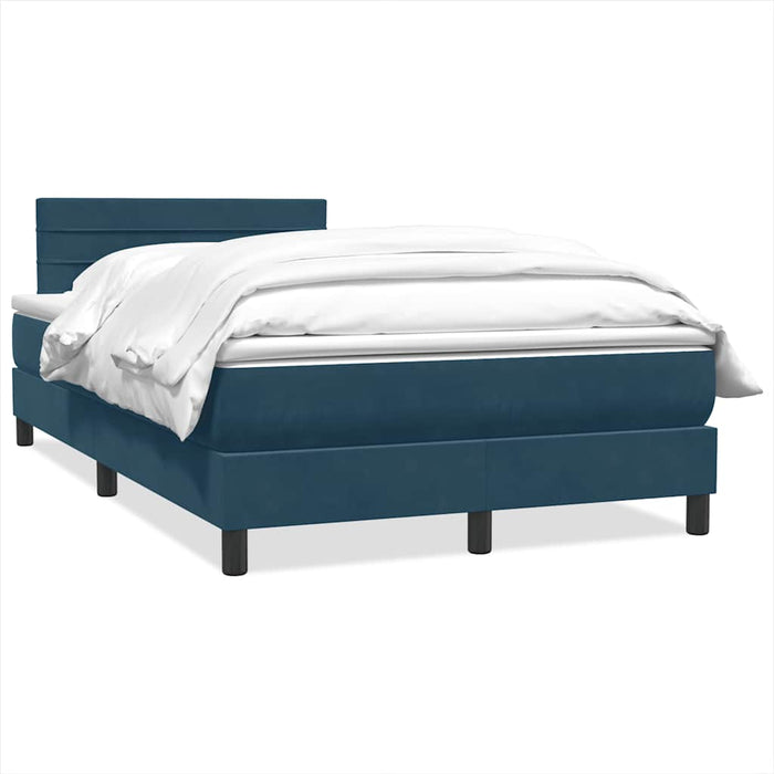 Pat box spring cu saltea, albastru închis, 120x220 cm, catifea WALTI