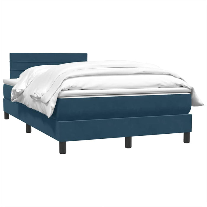 Pat box spring cu saltea, albastru închis, 120x220 cm, catifea WALTI