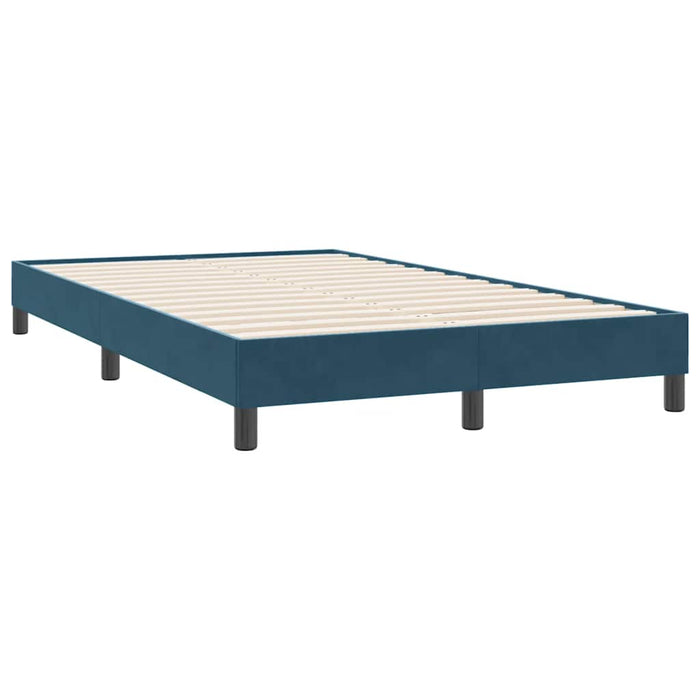 Pat box spring cu saltea, albastru închis, 120x220 cm, catifea WALTI
