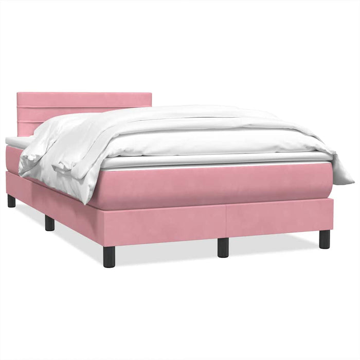 Pat box spring cu saltea, roz, 120x220 cm, catifea WALTI