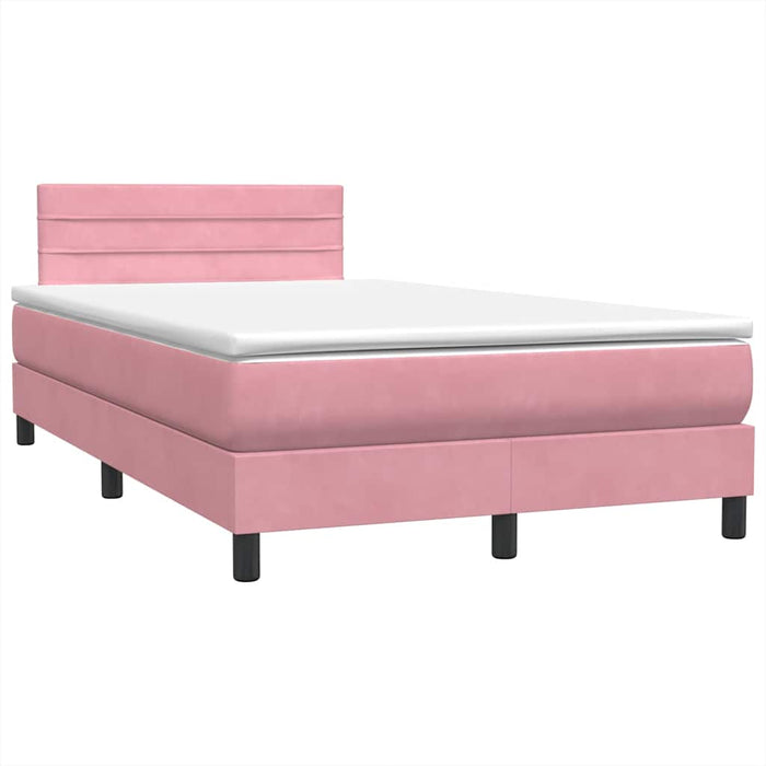Pat box spring cu saltea, roz, 120x220 cm, catifea WALTI
