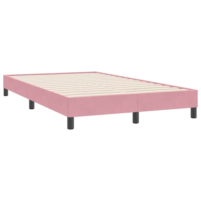 Pat box spring cu saltea, roz, 120x220 cm, catifea WALTI