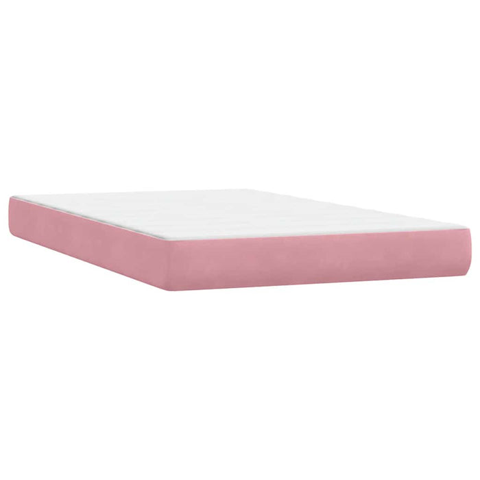 Pat box spring cu saltea, roz, 120x220 cm, catifea WALTI