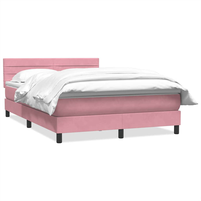 Pat box spring cu saltea, roz, 140x220 cm, catifea WALTI