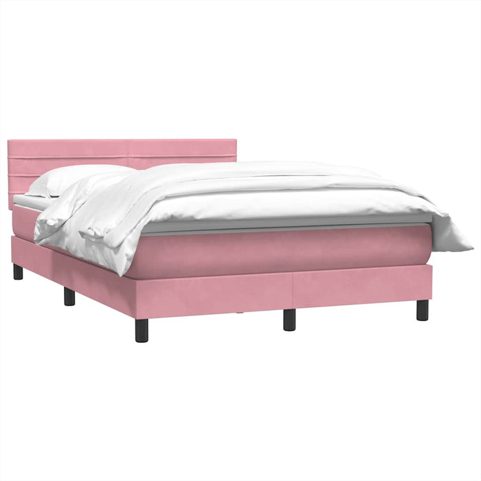 Pat box spring cu saltea, roz, 140x220 cm, catifea WALTI