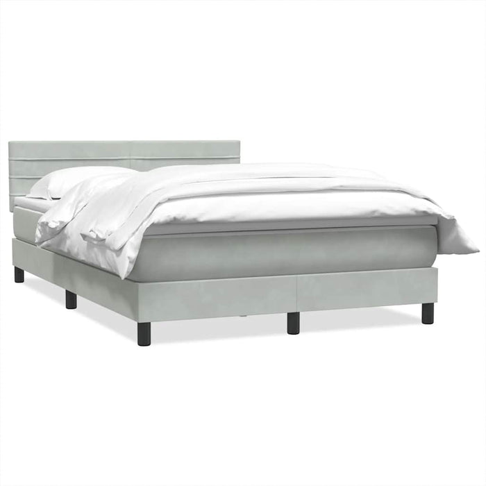 Pat box spring cu saltea, gri deschis, 160x220 cm, catifea WALTI