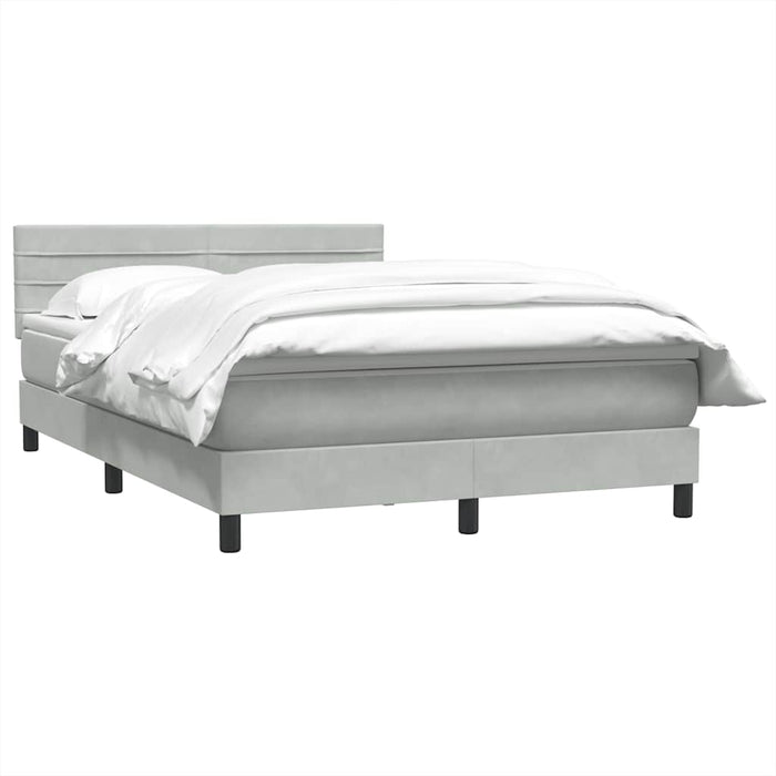 Pat box spring cu saltea, gri deschis, 160x220 cm, catifea WALTI