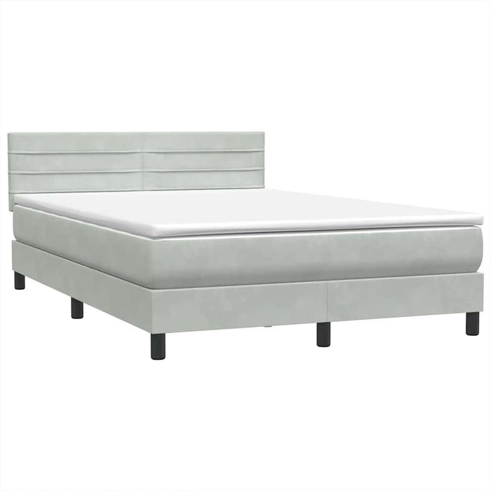 Pat box spring cu saltea, gri deschis, 160x220 cm, catifea WALTI