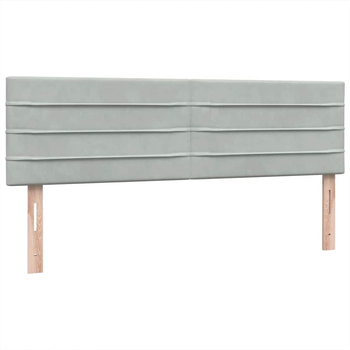 Pat box spring cu saltea, gri deschis, 160x220 cm, catifea WALTI