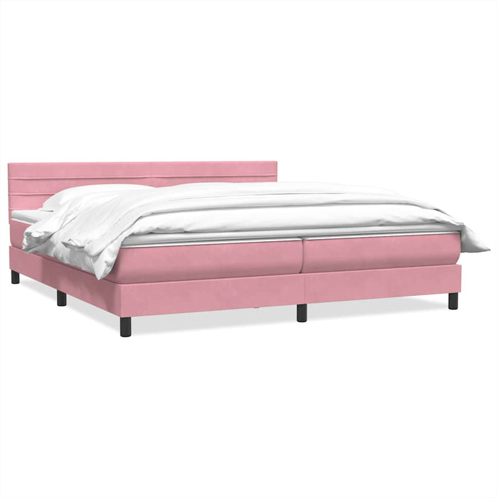 Pat box spring cu saltea, roz, 200x220 cm, catifea WALTI