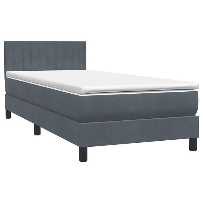 Pat box spring cu saltea, gri închis, 80x210 cm, catifea - WALTI WALTI