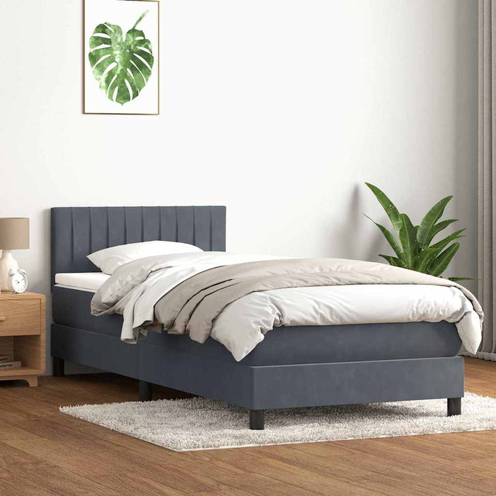 Pat box spring cu saltea, gri închis, 80x210 cm, catifea - WALTI WALTI