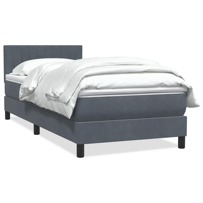 Pat box spring cu saltea, gri închis, 80x210 cm, catifea - WALTI WALTI