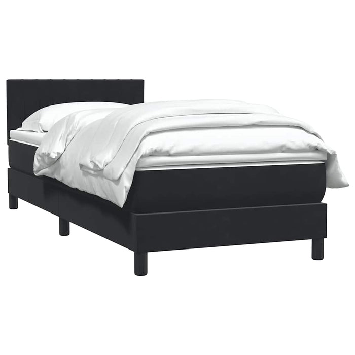 Pat box spring cu saltea, negru, 90x210 cm, catifea WALTI