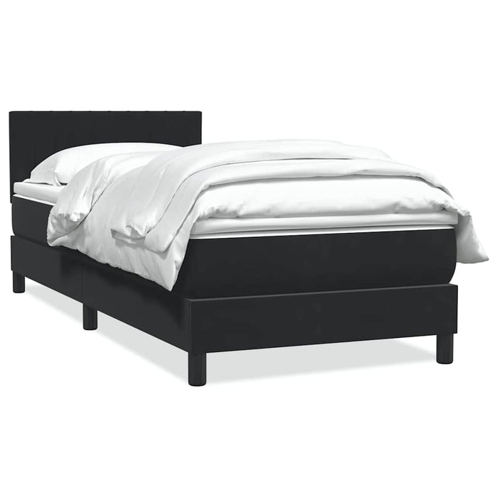 Pat box spring cu saltea, negru, 90x210 cm, catifea WALTI