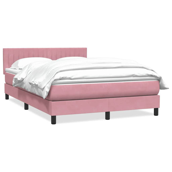 Pat box spring cu saltea, roz, 140x210 cm, catifea - WALTI WALTI