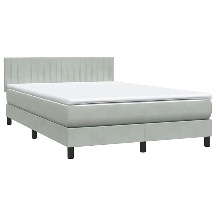Pat box spring cu saltea, gri deschis, 160x210 cm, catifea WALTI