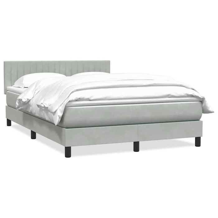 Pat box spring cu saltea, gri deschis, 160x210 cm, catifea WALTI